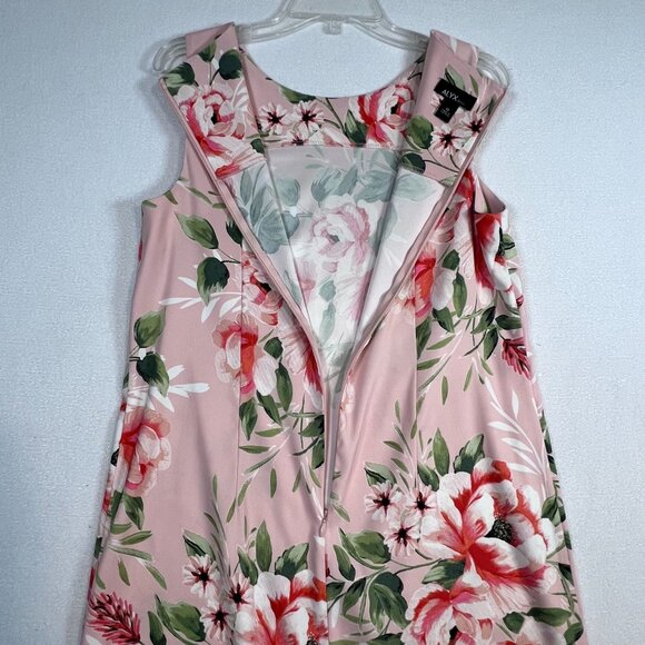 ALYX Midi Dress Sz 10 Sleeveless Pink White Floral Flowers Polyester Spandex - Picture 4 of 16